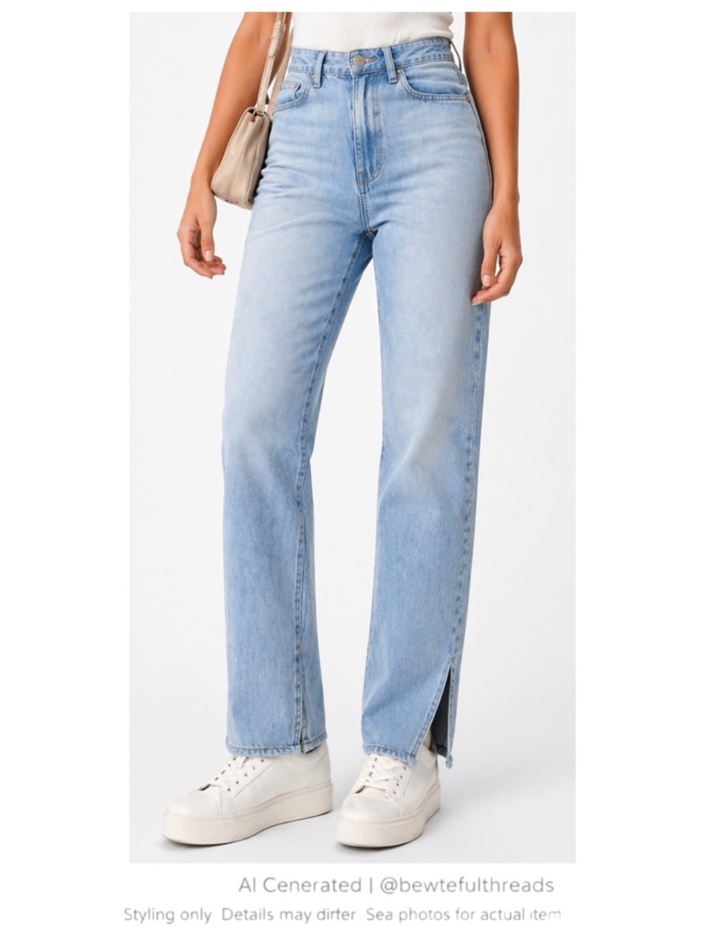 Ultra High Rise Split Hem 90s Straight Jeans Light Wash 26